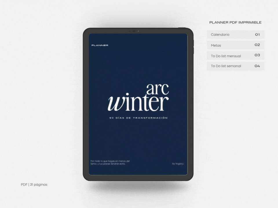 Glow Up 2026 Winter Arc Planner by Vogacy GIF