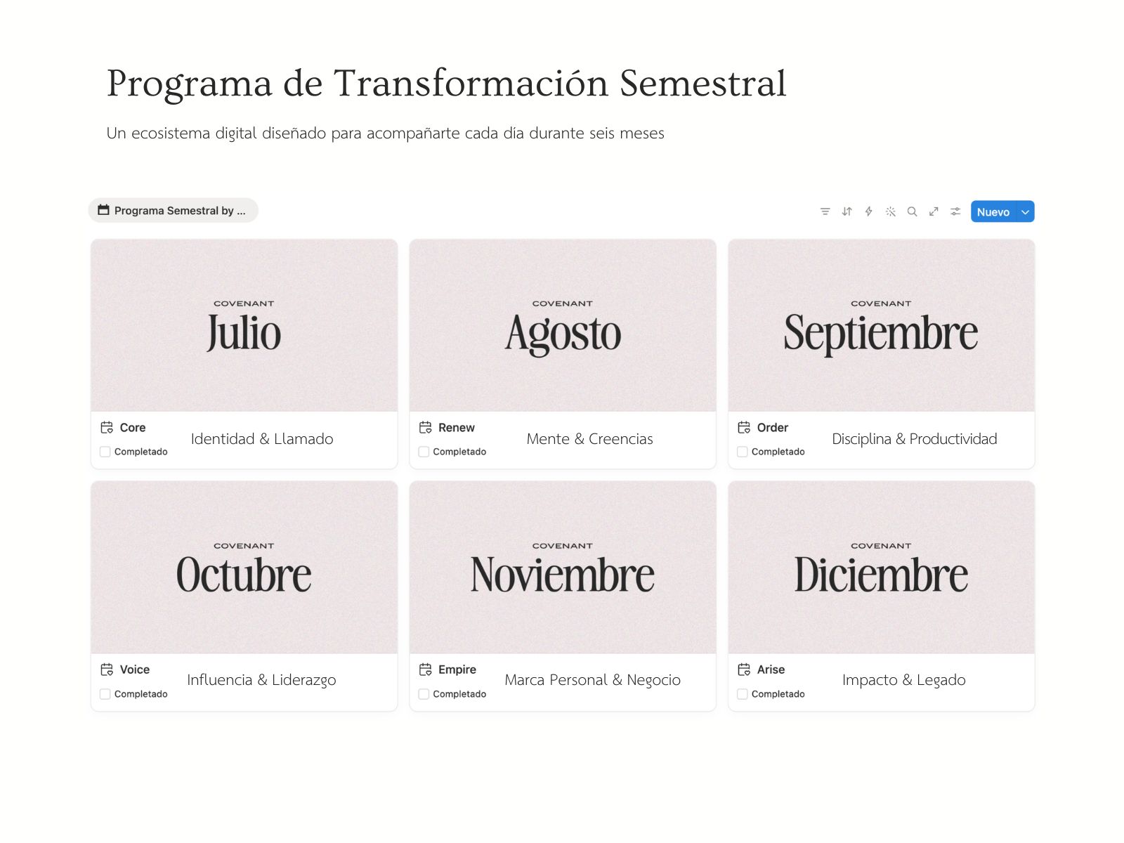 Programa de Transformación Semestral COVENANT by Vogacy Co